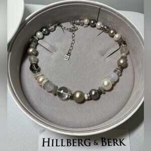 Hillberg  Berk STATEMENT NECKLACE natural stonesSwarovski PEARLS  crystals